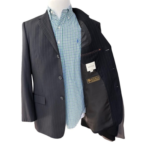 Loro Piana Wool by Ovvio Men's  3 Button Pinstripe Blazer Size: 42 - Picture 2 of 15